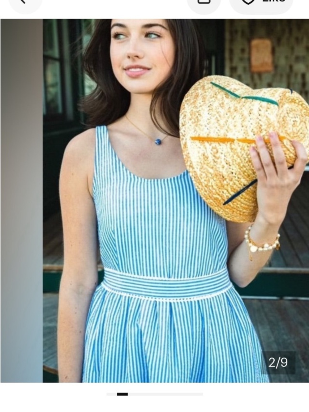 Kiel James Patrick / Seaside blue striped seersucker tiered Midi Sundress - Picture 2 of 14